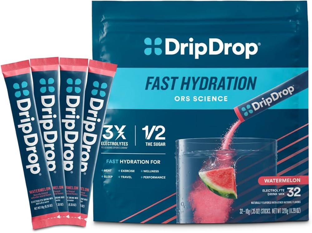 DripDrop Hydration Packets - Watermelon - Single Serve Electrolytes Powder Drink Mix - Non-GMO, G... | Amazon (US)