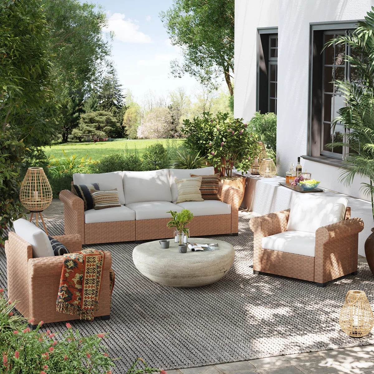 5 - Person Outdoor Seating Group With Cushions | Wayfair North America