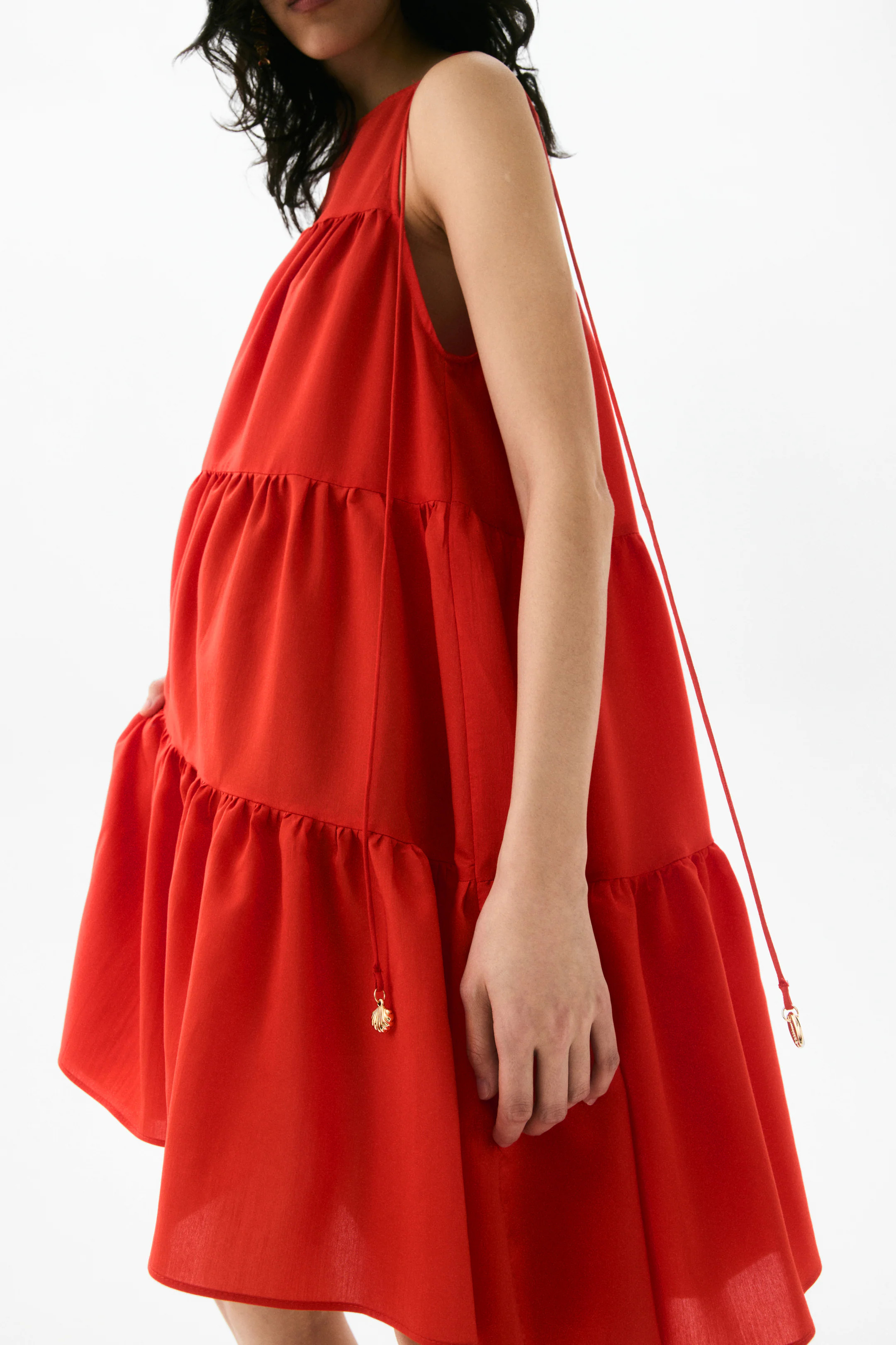 Tiered A-Line Dress - Bright red - Ladies | H&M US | H&M (US + CA)