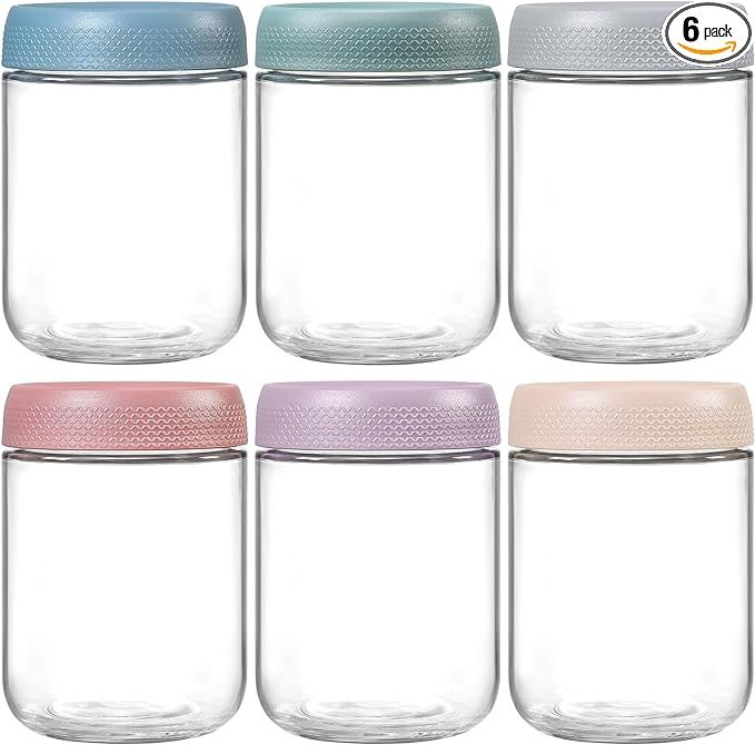 NETANY 6-pack 16 oz Overnight Oats Containers with Lids, Glass jars with Airtight Lids, Wide mout... | Amazon (US)