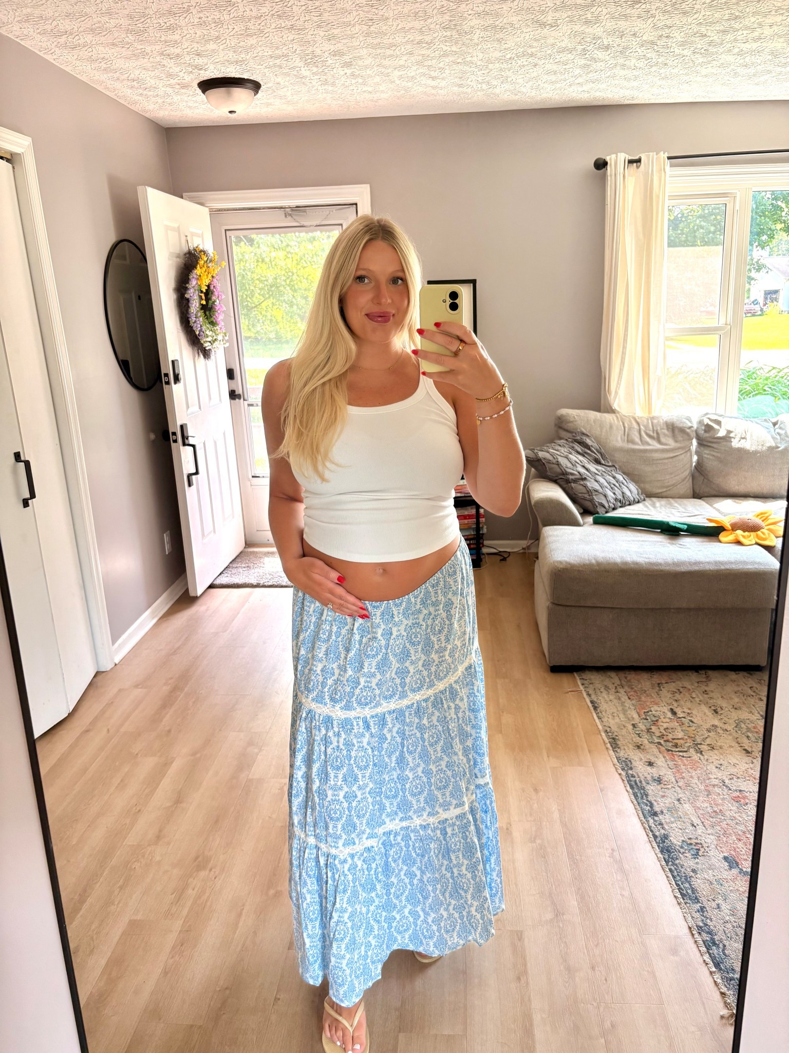 Bump friendly skirt I’ve been wearing all summer! #pregnancy #pregnant 

#LTKBump #LTKBaby #LTKSeasonal