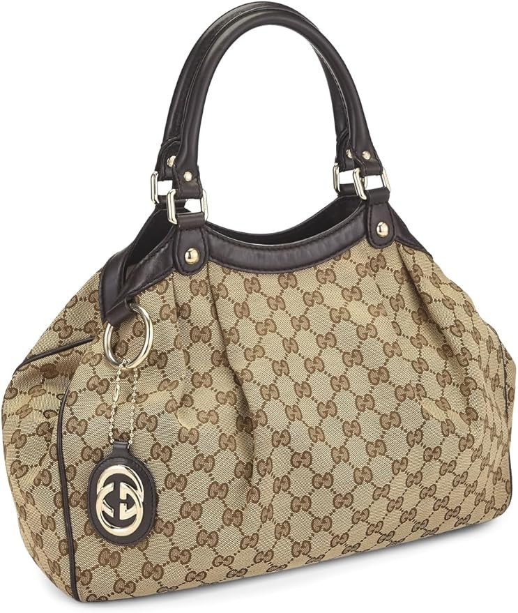WHAT GOES AROUND COMES AROUND Women's Pre-Loved Gucci Brown Canvas Sukey Tote | Amazon (US)
