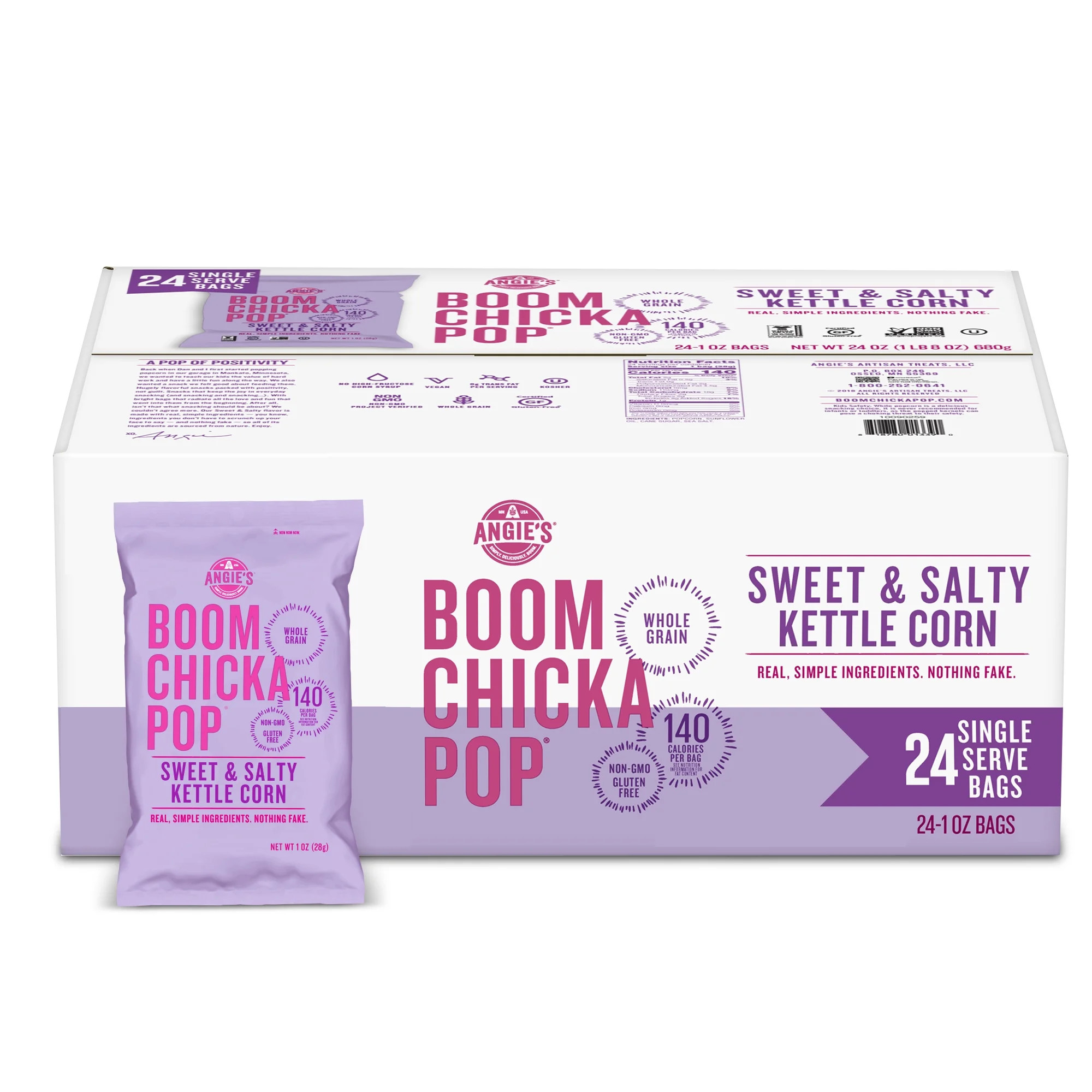 Angie's BOOMCHICKAPOP Kettle Corn Popcorn, 24 ct (1 oz. bags) | Walmart (US)
