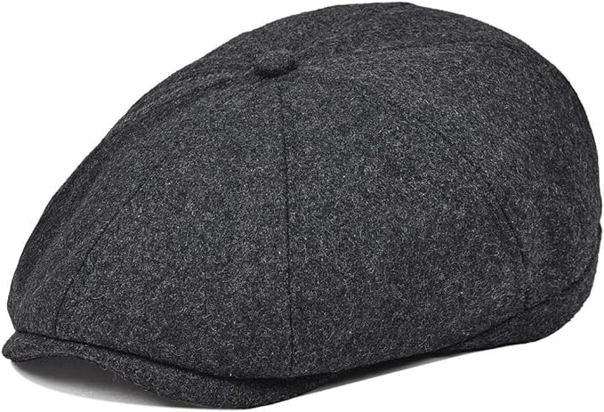 VOBOOM Men Wool Blend Newsboy Cap 8 Panel Hat Tweed Cap Herringbone Cabbie Flat Cap | Amazon (US)