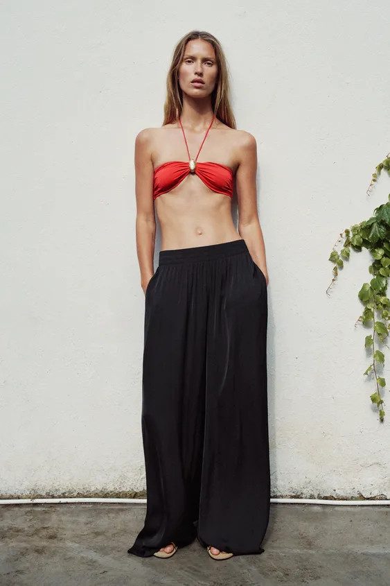 FLOWING WIDE-LEG TROUSERS | Zara UK