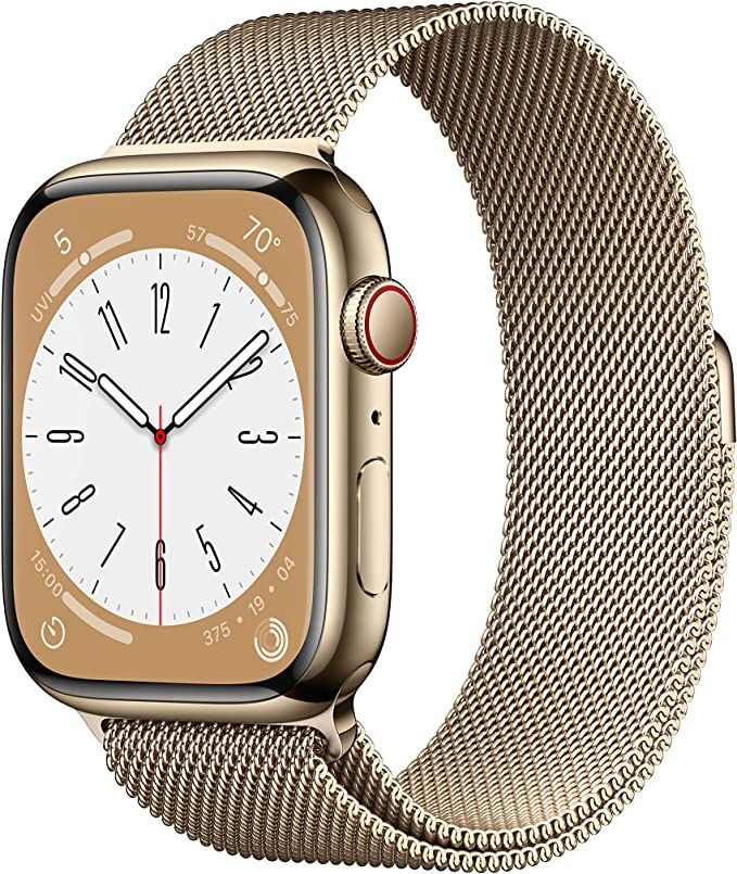 Apple Watch Series 8 [GPS + Cellular 45mm] Smart Watch w/ Gold Stainless Steel Case with Gold Mil... | Amazon (US)