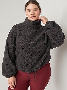 Cropped Sherpa Pullover Turtleneck Sweater for Women | Old Navy (US)