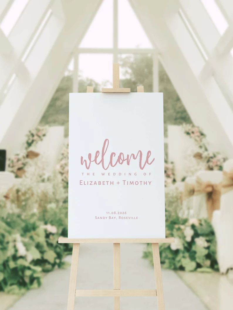 Blush Pink Wedding Welcome Sign  Light Pink Editable Welcome - Etsy | Etsy (US)