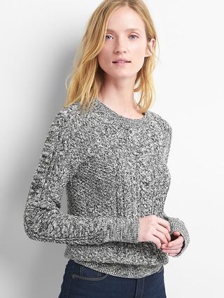 Gap Womens Raglan Cable-Knit Sweater Heather Grey Size L Tall | Gap US