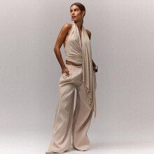 High Neck Extreme Draped Top | SHEIN