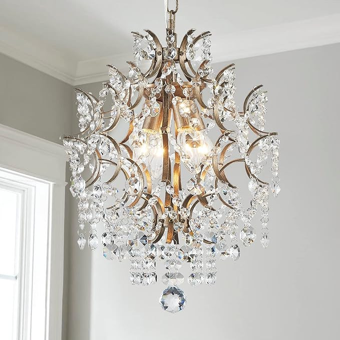 AGV LIGHTING CH007 Crystal Chandeliers, Pendent Chandelier Lighting, D13 x H16, Adjustable Chain ... | Amazon (US)