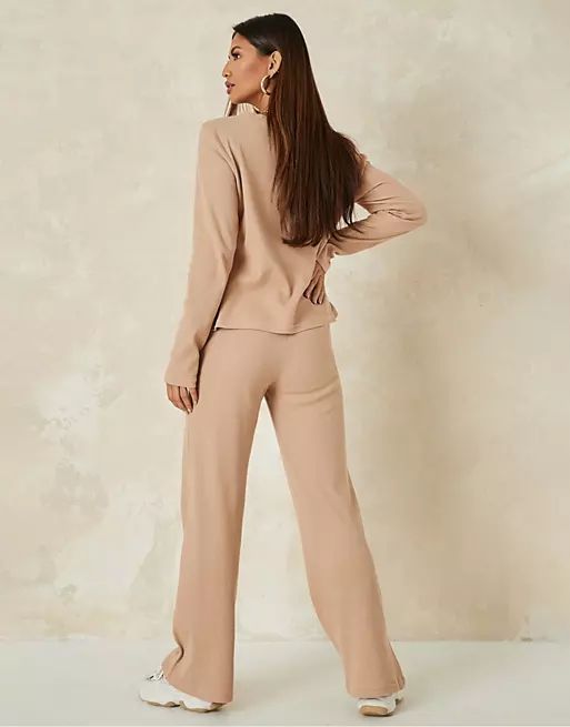 Missguided waffle lounge set in camel | ASOS (Global)