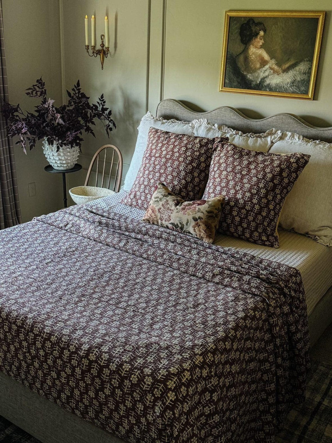 Flowers print Kantha Quilt Unique Design Handmade Kantha Quilted Bedding Bedspread Handblock Prin... | Walmart (US)