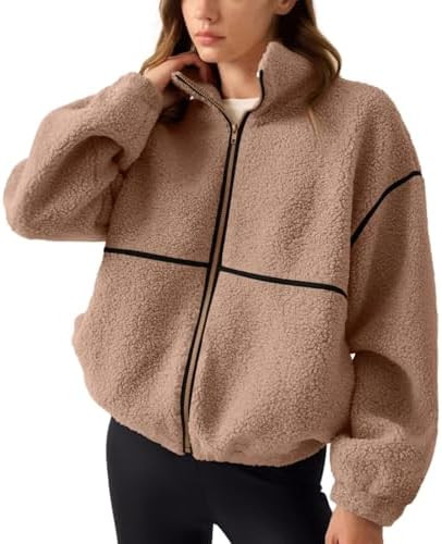 LASLULU Womens Fuzzy Sherpa Fleece Jacket Zip Up Oversized Sweatshirts Long Sleeve Winter Clothes... | Amazon (US)