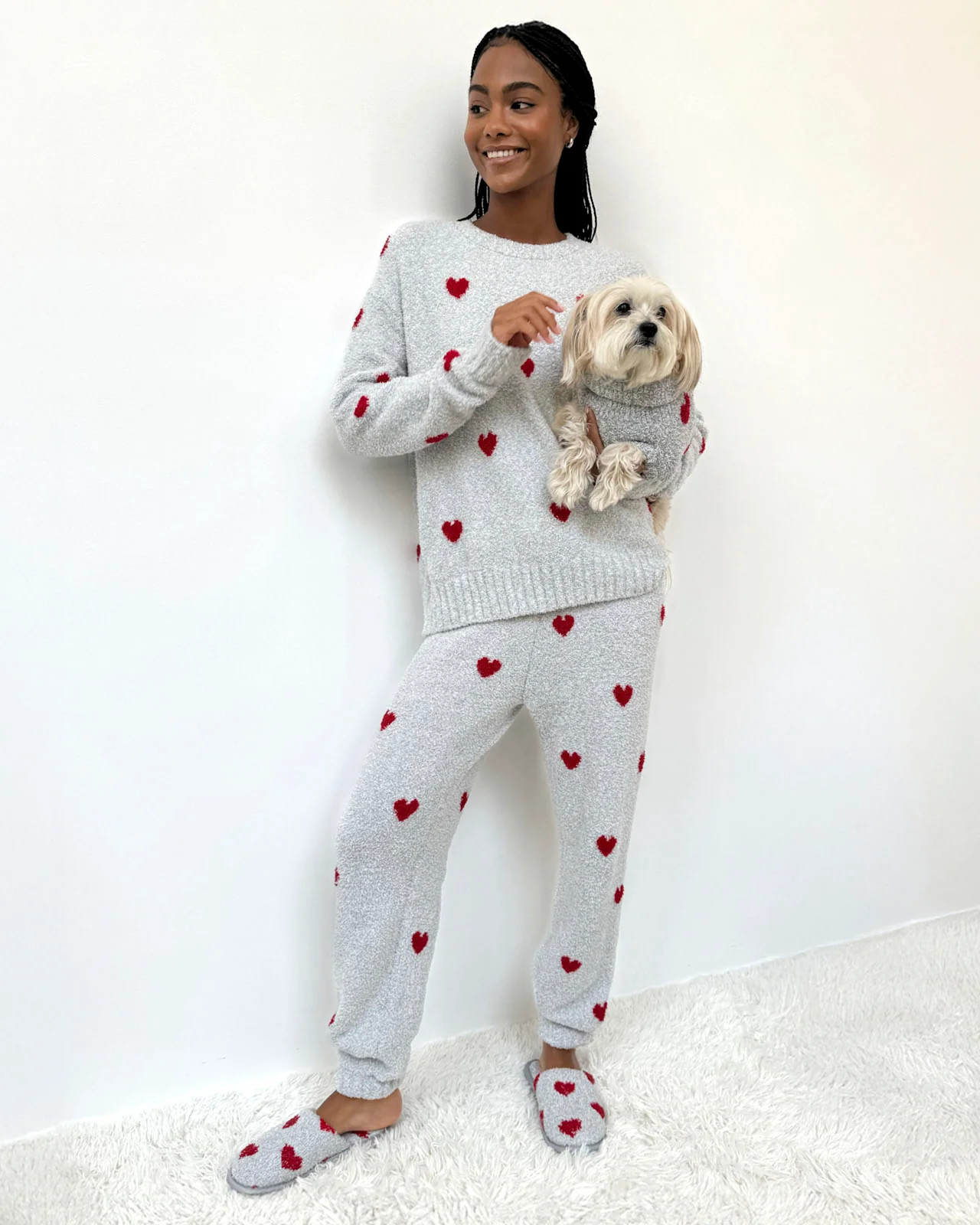 Red Hearts Fuzzy Sweater PJ Set | Splendid