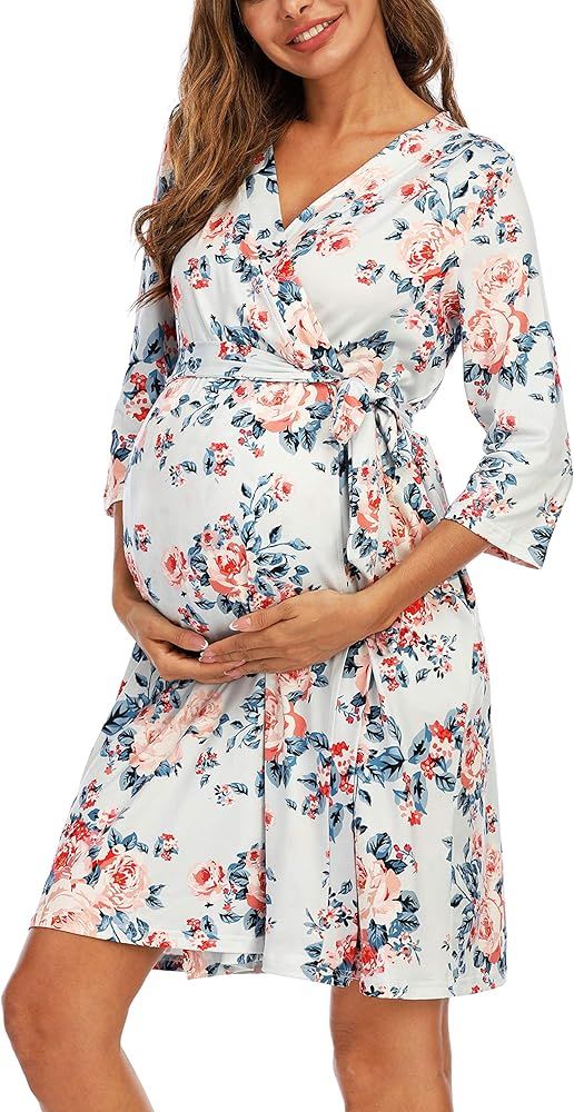 Maternity Hospital Robe Labor and Delivery Nursing Robe Maternity Sleepwear Pregnancy and Postpar... | Amazon (US)