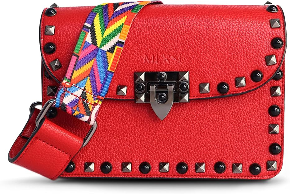 MERSI Ruby Crossbody Purse - A Gorgeous Vegan Leather Purse with Stunning Studded Detail - Includ... | Amazon (US)