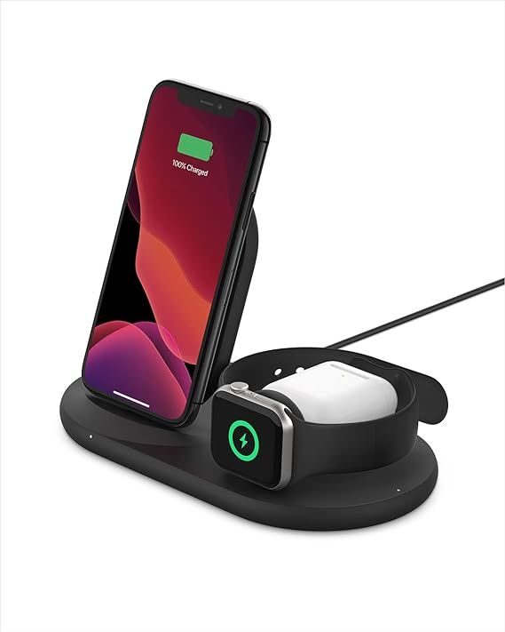 Belkin 3-in-1 Wireless Charger - Fast Charging Stand for Apple iPhone, Apple Watch & AirPods Case... | Amazon (US)