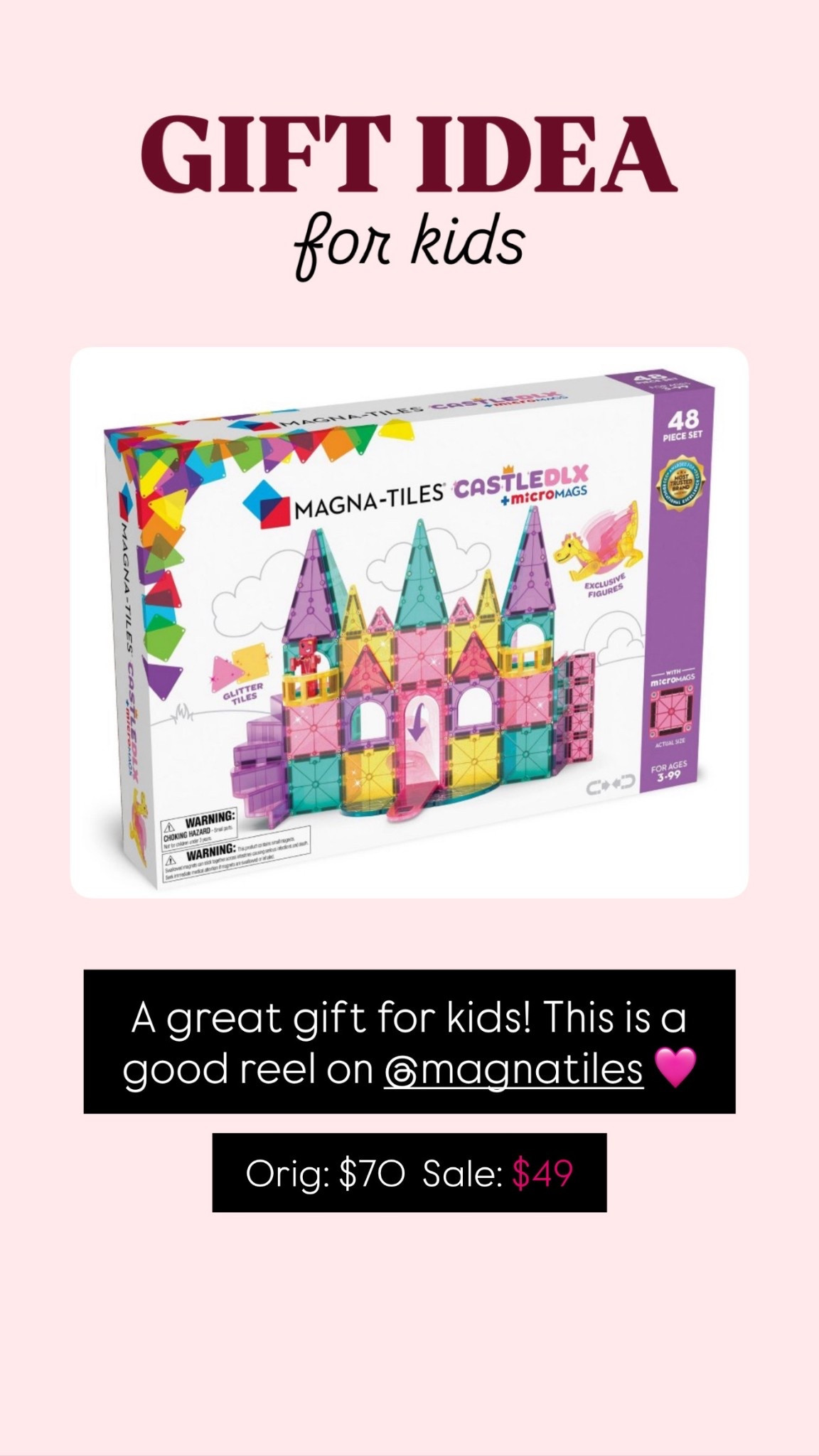 Gift idea for kids
Magna tiles on salee

#LTKHoliday #LTKKids #LTKGiftGuide