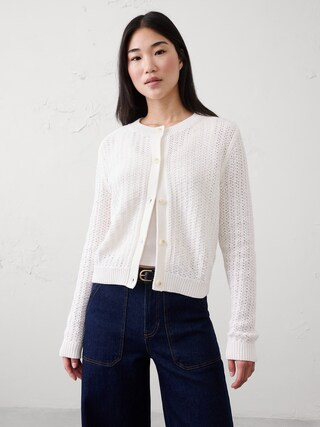 Cotton-Blend Textured Cardigan | Banana Republic Factory