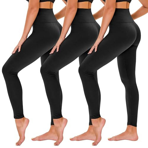 TNNZEET 3 Pack Black Leggings for Women - Tummy Control High Waisted Soft Yoga Pants for Workout | Amazon (US)