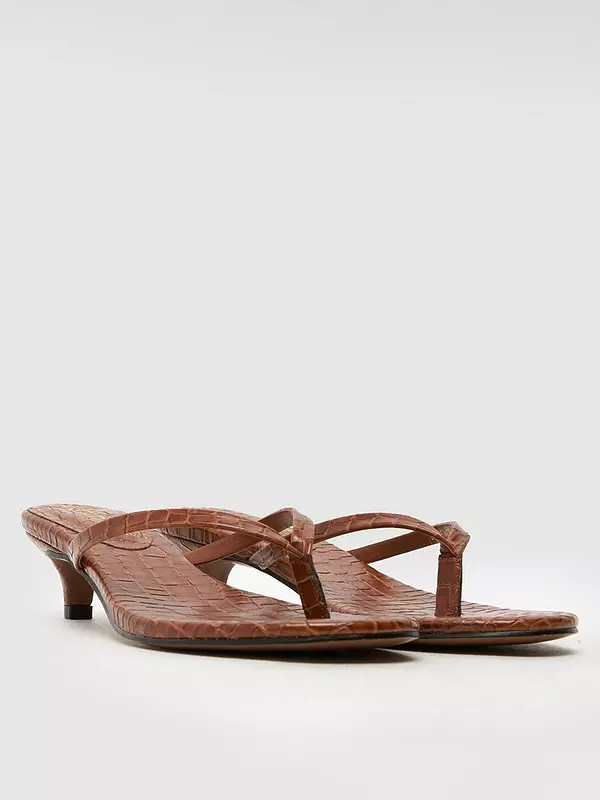 Schuh Sunnie Toe Post Kitten Heel Sandal - Tan | Very (UK)