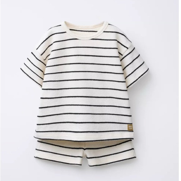 Zara Kids Black and White Striped Tee and Shorts Set | Poshmark