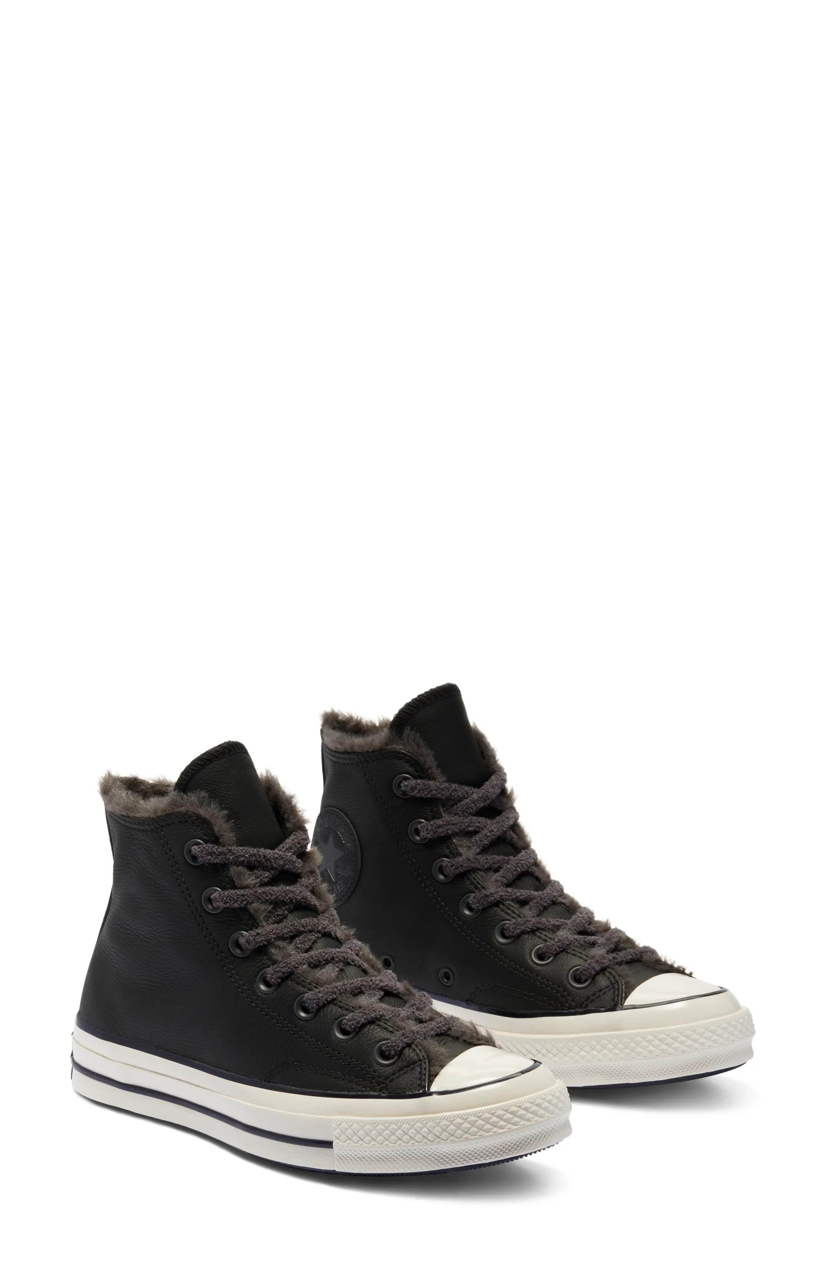 Women's Converse Chuck Taylor All Star 70 High Top Sneaker With Faux Fur Trim, Size 11.5 M - Black | Nordstrom