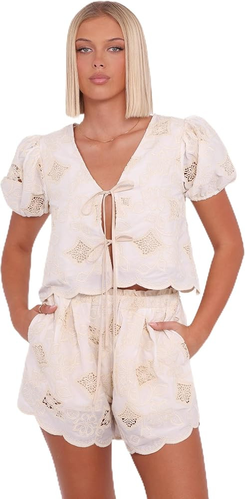 Petal & Pup Women's Khylani-short-set-cream | Amazon (US)