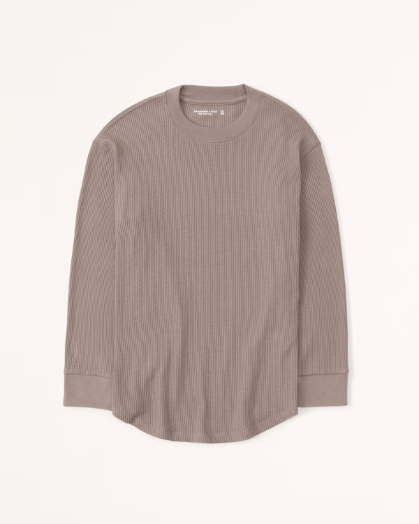 Long-Sleeve Waffle Boyfriend Tee | Abercrombie & Fitch (US)