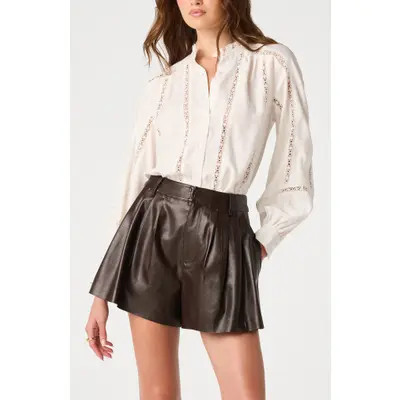 ASTR the Label Edith Lace Detail Button-Up Shirt in Off White at Nordstrom, Size X-Small | Nordstrom