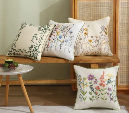 Floral embroidered throw pillows 

#LTKfindsunder50 #LTKhome #LTKfindsunder100