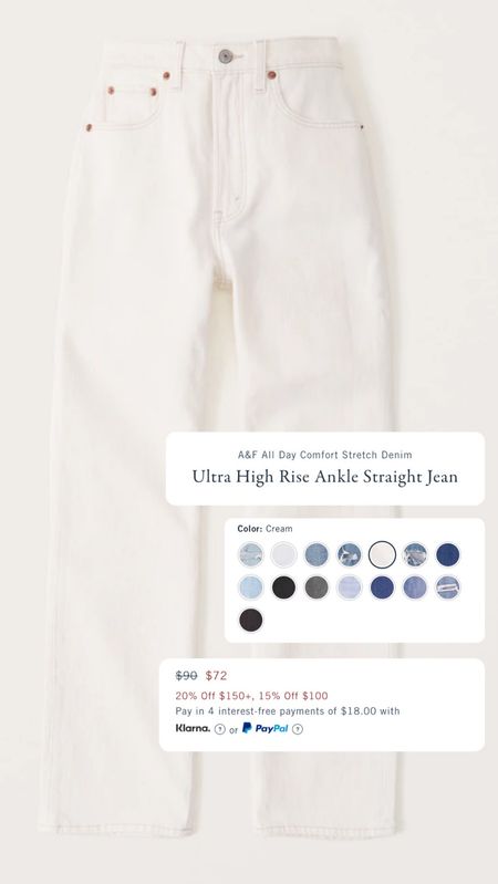 Abercrombie cream jeans on sale for under $75! Abercrombie sale, top selling denim, spring, summer, white jeans

#LTKsalealert #LTKSeasonal #LTKunder100