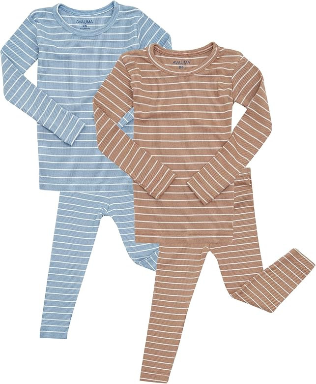 AVAUMA Stripe Pattern Baby Boys Girls Pajama Set Kids Toddler Snug fit Ribbed Sleepwear pjs for D... | Amazon (US)