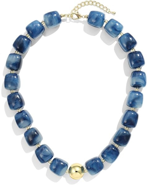 Colorful Chunky Necklaces for Women Multicolored Large Square Resin Beads Necklace Trendy Bold St... | Amazon (US)