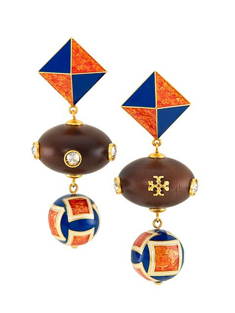 Geo Goldtone, Epoxy & Wood Drop Earrings | Saks Fifth Avenue