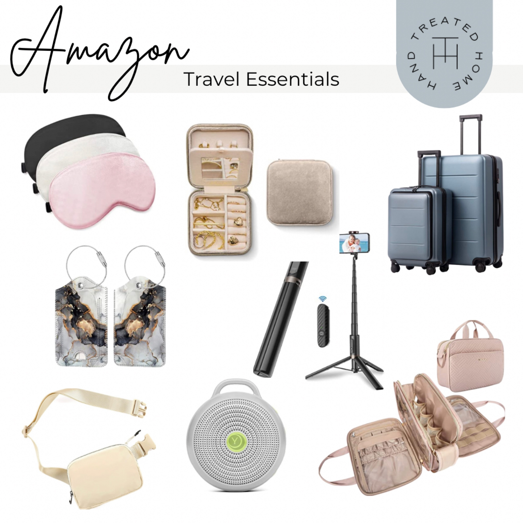 Travel essentials, travel must haves, luggage, sleep mask, white noise machine, luggage tags, toiletries bag, makeup bag, travel jewelry box, cross body purse, tripod

#LTKstyletip #LTKhome #LTKtravel