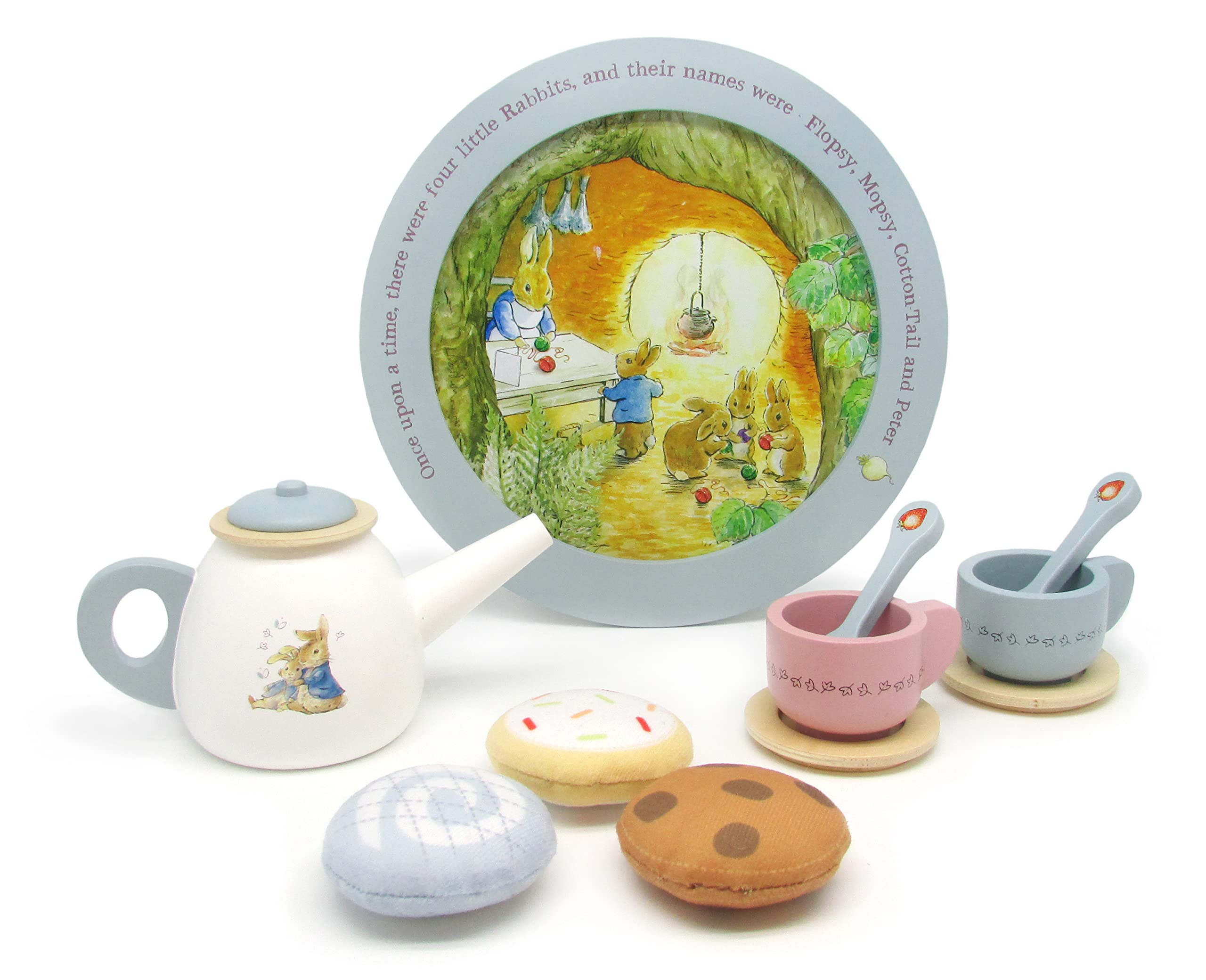 KIDS PREFERRED Beatrix Potter Peter Rabbit Wooden Tea Set for Pretend Play, 11 Pieces | Amazon (US)