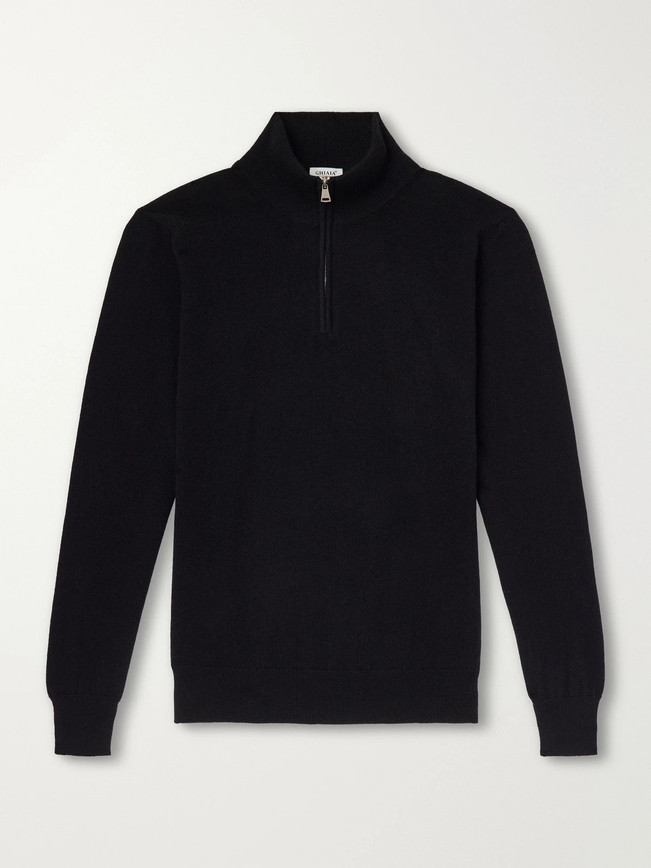 Ghiaia Cashmere half-zip sweater in black