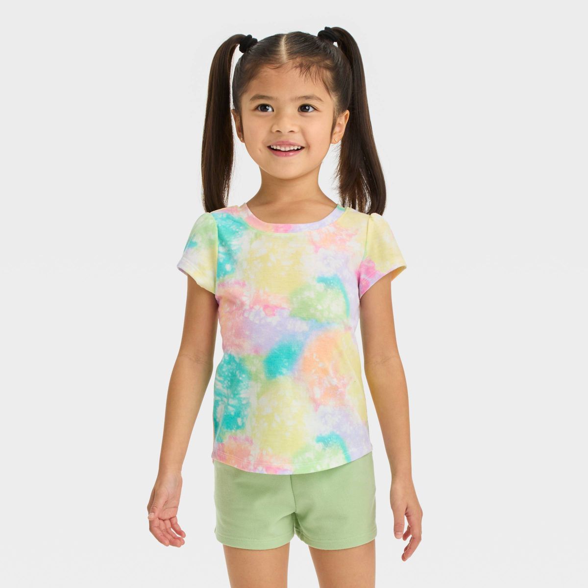 Toddler Girls' Rainbow Tie-Dye Short Sleeve T-Shirt - Cat & Jack™ 18M: Multicolor Jersey Crewne... | Target