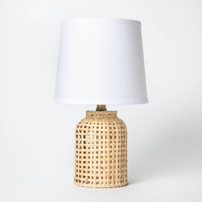 Cylinder Rattan Accent Lamp Brown - Threshold™ designed with Studio McGee | Target