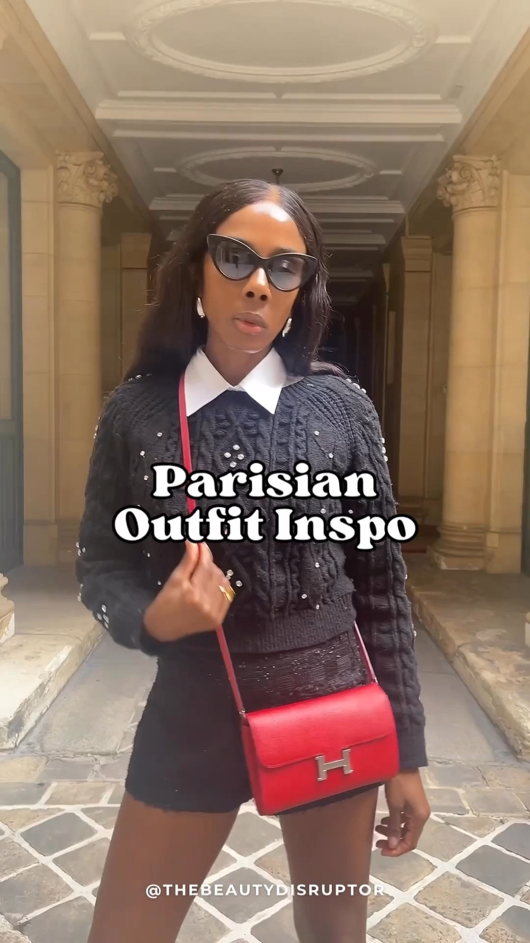 Channel your inner French chic with this Parisian inspired ensemble.

Today’s outfit: a white shirt bodysuit, tweed shorts, and cable knit sweater elegantly paired with Chanel slingbacks, an Hermès Constance To-Go bag, and a sleek pair of cat eye sunglasses to complete the look. 

This look is elegant, timeless Parisian chic that can be worn again and again. 🇫🇷