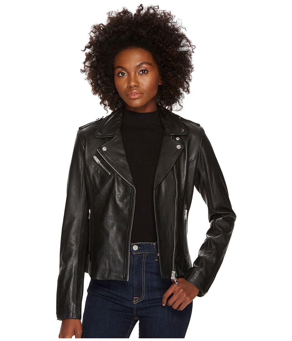 LAMARQUE - Harper Leather Biker Jacket (Black) Women's Coat | Zappos