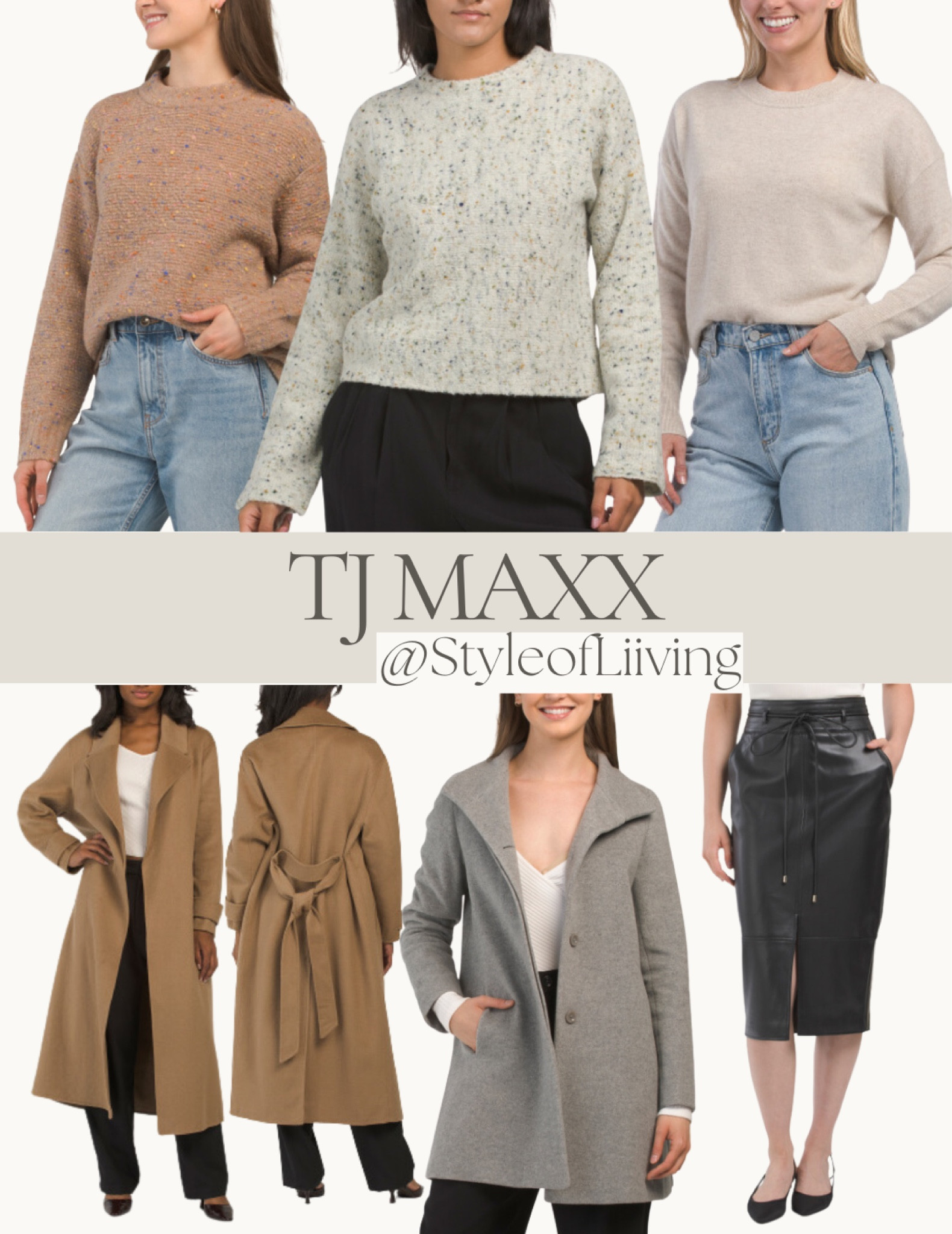TJ Maxx fall fashion! Women’s sweaters, wool trench coats, faux leather skirts.

#LTKSeasonal #LTKWorkwear #LTKStyleTip