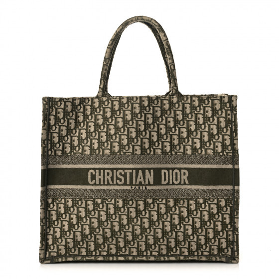 CHRISTIAN DIOR Oblique Book Tote Vert Multicolor | Fashionphile