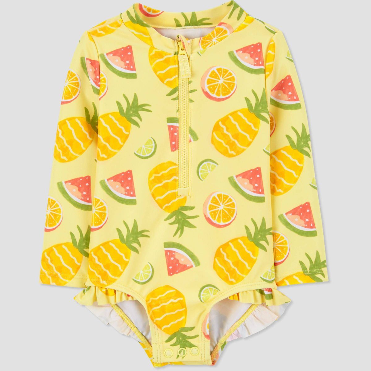 Carter's Just One You® Baby Girls' Long Sleeve Fruit Printed Rash Guard Set - Yellow/Pink 9M | Target