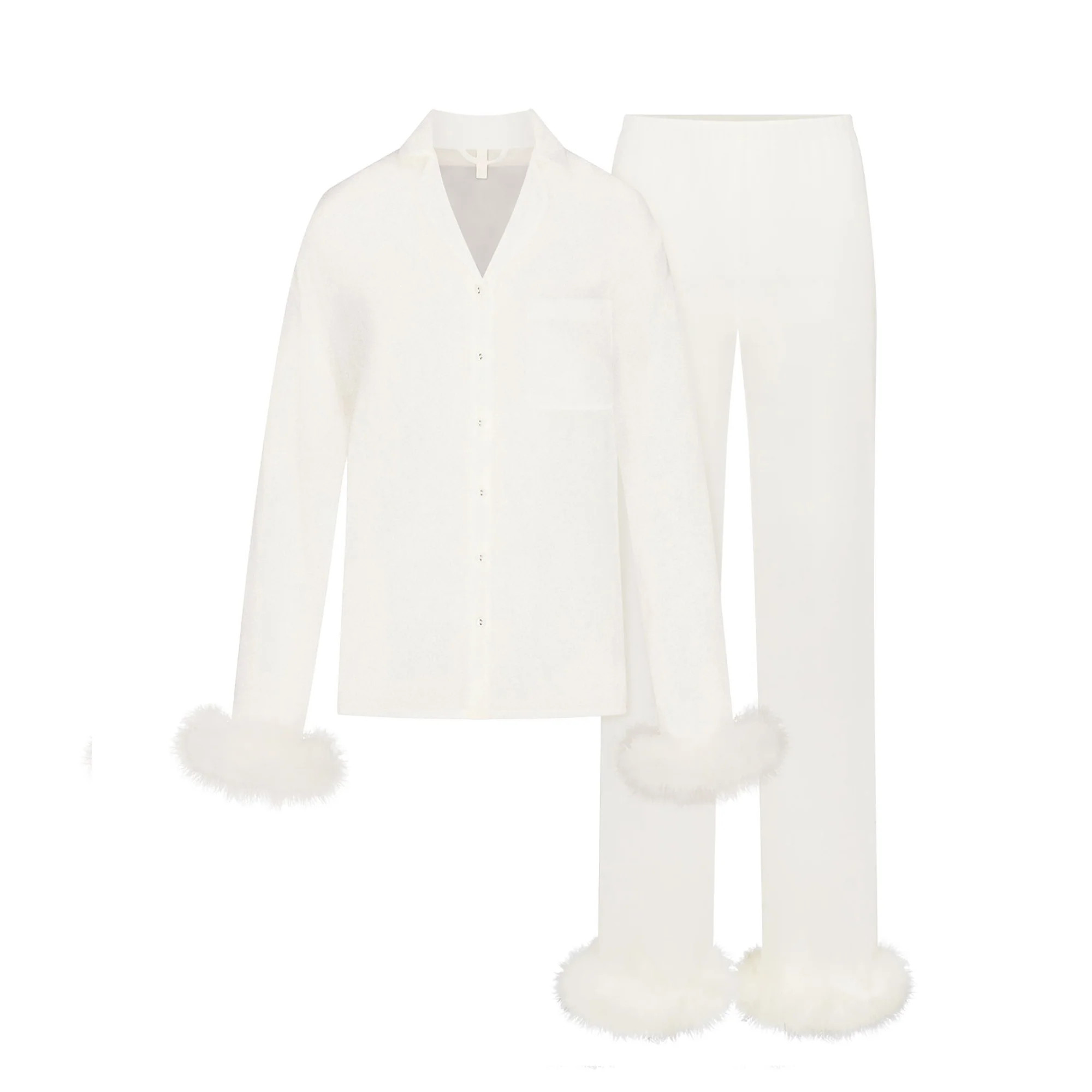 BRIDAL SLEEP FEATHER TRIM LONG SET | IVORY | SKIMS | SKIMS (US)