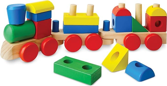Melissa & Doug Stacking Train - Classic Wooden Toddler Toy (18 pcs) - Wooden Train Set, Wooden So... | Amazon (US)