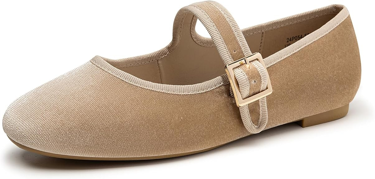 Trary Women's Ballet Flats,Square Toe Velvet Mary Jane Shoes Women,Comfortable Dress Shoes for Wo... | Amazon (US)