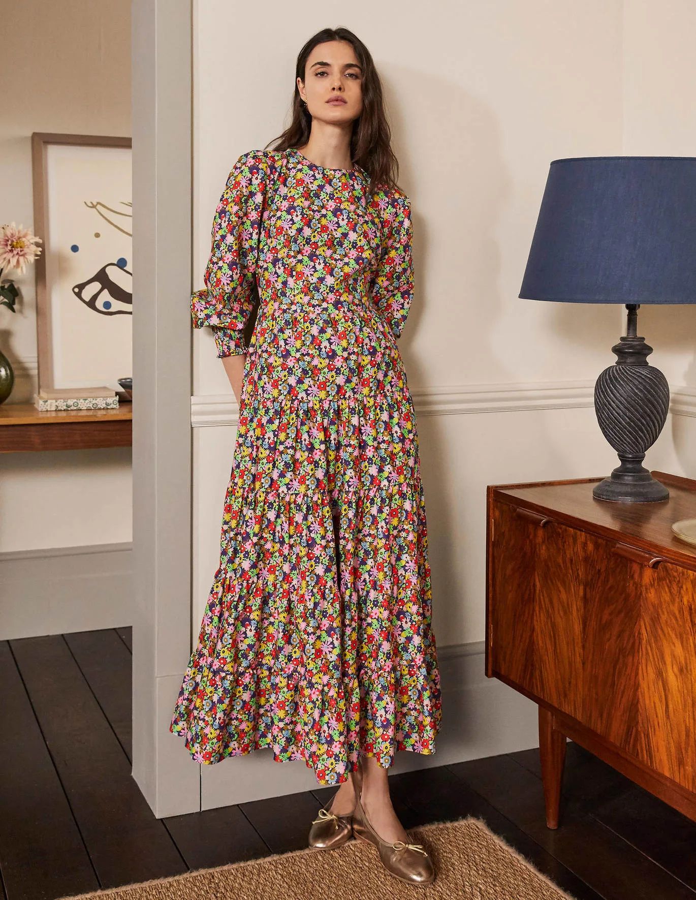 Tiered Maxi Dress - Cherry Red, Paintbox Ditsy | Boden UK | Boden (UK & IE)